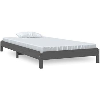 Stohovateľná posteľ sivá 90 × 190 cm masívna borovica, 820404