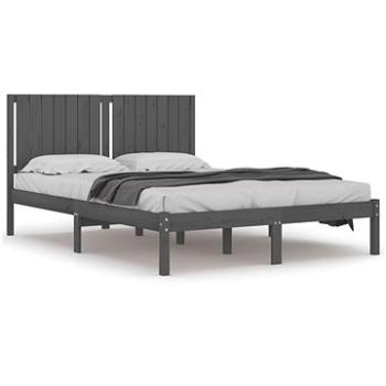 Rám postele sivý masívna borovica 160 × 200 cm, 3104425