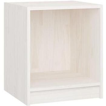 SHUMEE Nočný stolík biely 35,5 × 33,5 × 41,5 cm masívne borovicové drevo, 809921