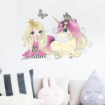 Samolepka na stenu/Tapeta Princess and Unicorn KP16702