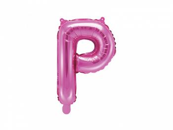 PartyDeco Fóliový balón Mini - Písmeno P 35 cm ružový