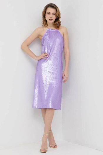 Šaty Silvian Heach fialová farba, midi, rovný strih