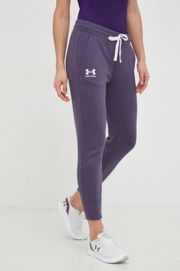 Nohavice Under Armour dámske, fialová farba, melanžové