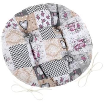 BELLATEX Sedák DITA 62/408 – okrúhly, prešívaný, priem. 40 cm, patchwork love (9526)