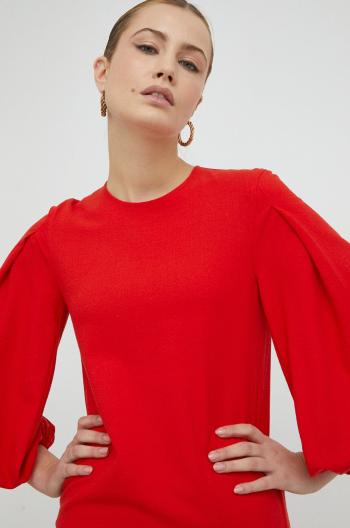 Šaty BOSS červená farba, mini, rovný strih
