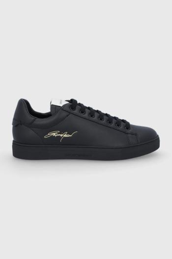 Kožená obuv Emporio Armani čierna farba