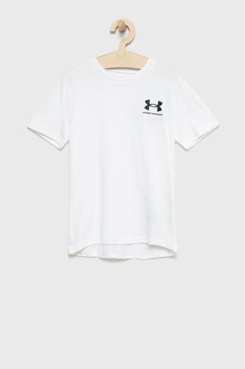 Detské tričko Under Armour biela farba, jednofarebný