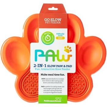 PetDreamHouse Interaktívna miska proti hltaniu Paw s lízacou podložkou oranžová 36 cm (5060636430485)