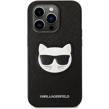 Karl Lagerfeld PU Saffiano Choupette Head Zadný Kryt pre iPhone 14 Pro Black (KLHCP14LSAPCHK)