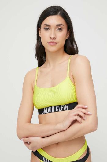 Plavková podprsenka Calvin Klein zelená farba, jemne vystužený košík