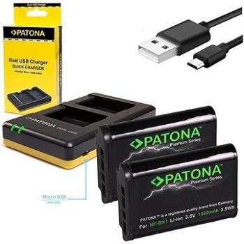 PATONA Dual Quick pre Sony NP-BX1 + 2× batéria 1090 mAh USB (PT1974B)