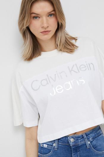 Tričko Calvin Klein Jeans dámsky, béžová farba,