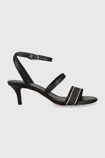 Sandále Tommy Hilfiger WEBBING MID HEEL čierna farba, FW0FW07276