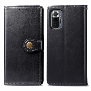 LEATHER BUCKLE Peňaženkový obal Xiaomi Redmi Note 10 Pro čierny