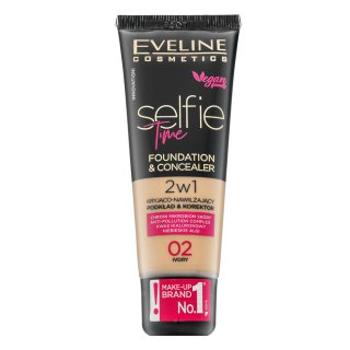 Eveline Selfie Time 2in1 Foundation & Concealer 02 Ivory dlhotrvajúci make-up 2v1 30 ml