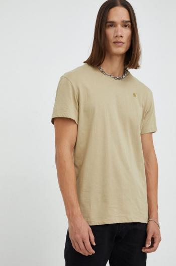 Bavlnené tričko G-Star Raw béžová farba, jednofarebné