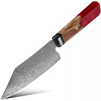 Damaškový kuchynský nôž Kurume Small Cleaver/Červená/26,1cm