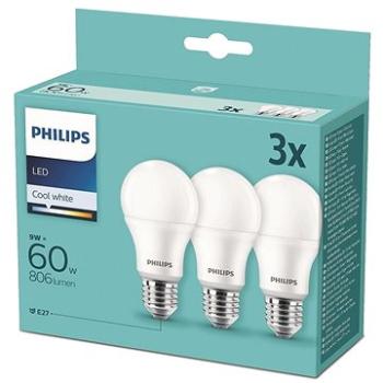 Philips LED 9 – 60 W, E27 4000 K, 3 ks (929001913395)