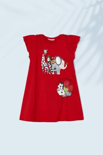 Dievčenské šaty s kabelkou Mayoral červená farba, mini, rovný strih