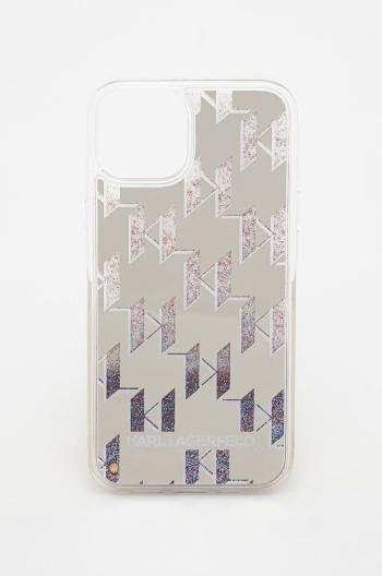 Puzdro na mobil Karl Lagerfeld Iphone 14 6,1" strieborná farba