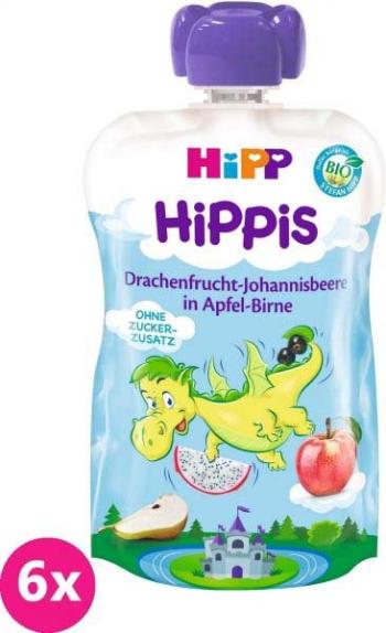 6x HiPP BIO HiPPiS Jablko-Hruška-Dračie ovocie-Čierne ríbezle (12m+) 100 g