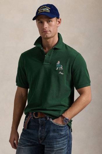 Bavlnené polo tričko Polo Ralph Lauren zelená farba, s nášivkou, 710953336