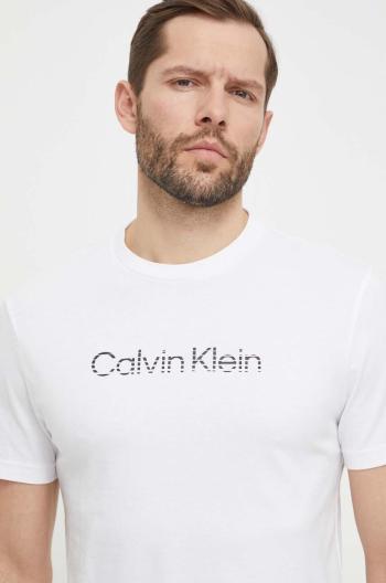 Bavlnené tričko Calvin Klein pánske,biela farba,s potlačou,K10K112501