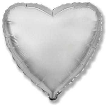 Balón fóliový 45 cm srdce strieborné – Valentín/svadba (8435102306071)