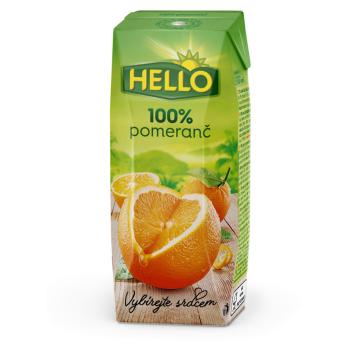 HELLO 100% Pomarančová šťava 250 ml x 18 kusov