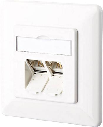 Metz Connect 1307381002-I sieťová zásuvka pod omietku panel s čelnou doskou a rámčekom CAT 6 2 porty čisto biela
