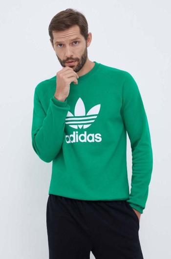 Bavlnená mikina adidas Originals pánska, zelená farba, s potlačou