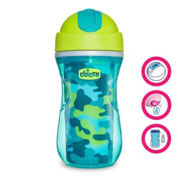 CHICCO Hrnček Sport termo so slamkou 266 ml, zelený 14m+