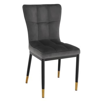 Dizajnová jedálenská stolička, tmavosivá Velvet látka, EPONA P1, poškodený tovar