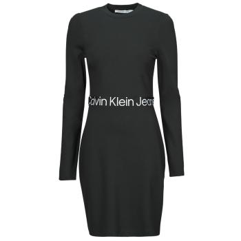 Calvin Klein Jeans  LOGO ELASTIC MILANO LS DRESS  Krátke šaty Čierna