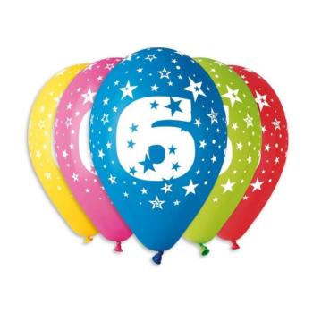 Balónky potisk čísla "6" - 5ks v bal. 30cm - SMART