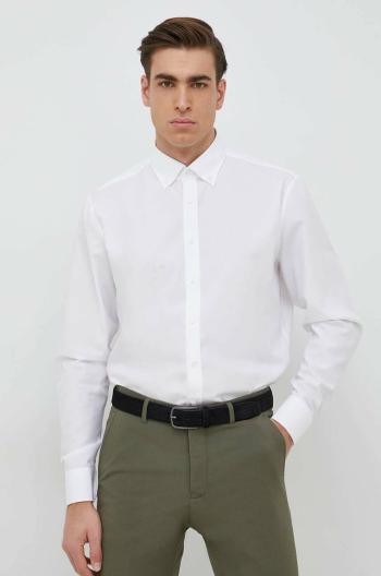 Bavlnená košeľa Seidensticker Pánska, biela farba, slim, s golierom button-down