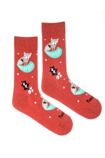Červené vzorované ponožky Líškanie