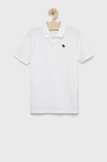 Detské polo tričko Abercrombie & Fitch biela farba, jednofarebný