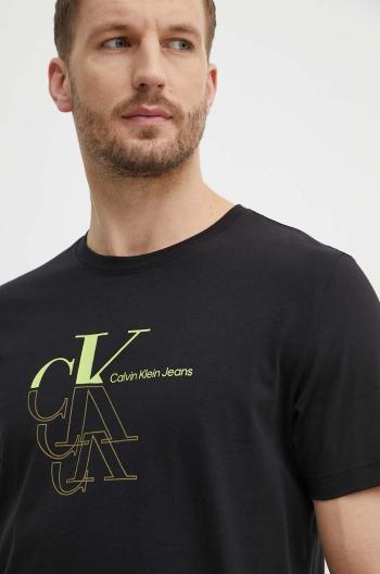 Bavlnené tričko Calvin Klein Jeans pánske,čierna farba,s potlačou,J30J325352