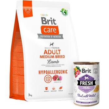 Brit Care Dog Hypoallergenic s jahňacím Adult Medium Breed 3 kg + Brit Fresh Veal with millet 400 g (KRMP1278bun)