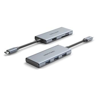 Vention USB-C to HDMI/3× USB 3.0/SD/TF Docking Station Aluminum Alloy Type 0.15M Gray (TOOHB)