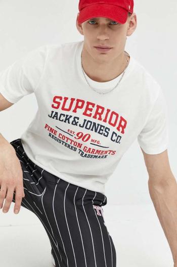 Bavlnené tričko Jack & Jones JJSTAR biela farba, s potlačou, 12231477