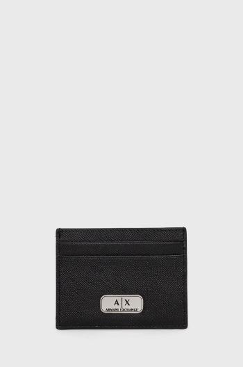 Kožené puzdro na karty Armani Exchange pánsky, čierna farba