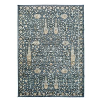 Modrý koberec z viskózy Universal Vintage Flowers, 140 x 200 cm