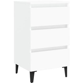 SHUMEE Nočný stolík s kovovými nohami biely 40 × 35 × 69 cm, 805905
