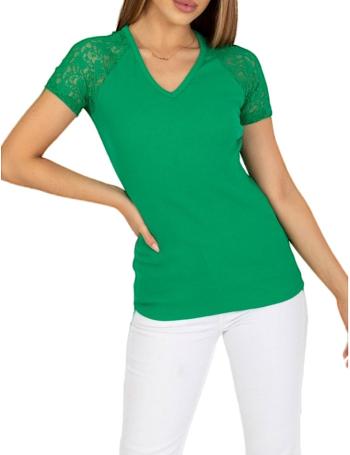 Zelené tričko s čipkovými rukávmi vel. M