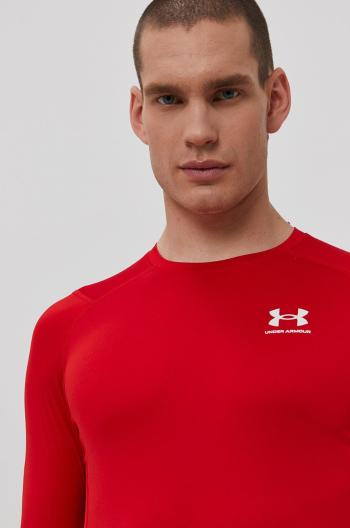 Tričko s dlhým rukávom Under Armour 1361524 pánske, červená farba, jednofarebné
