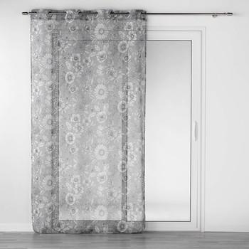 Douceur d intérieur  Priehľadné záclony PANNEAU A OEILLETS 140 x 240 CM VOILE SABLE IMPRIME MILADY GRIS  Šedá