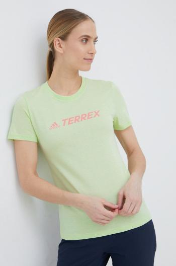 Bavlnené tričko adidas TERREX HE1645 zelená farba,