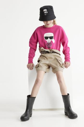 Detské krátke nohavice Karl Lagerfeld béžová farba, vzorované